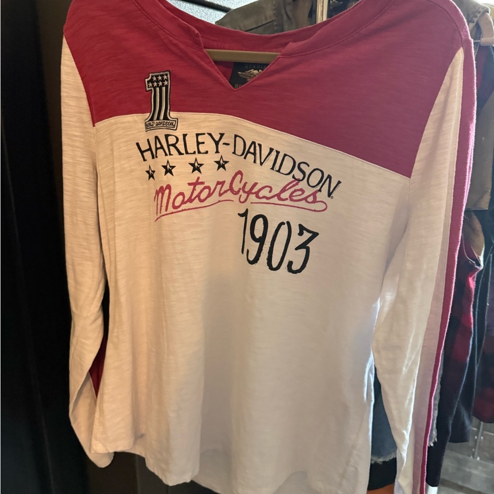 Harley-Davidson Pink and White Graphic Tee